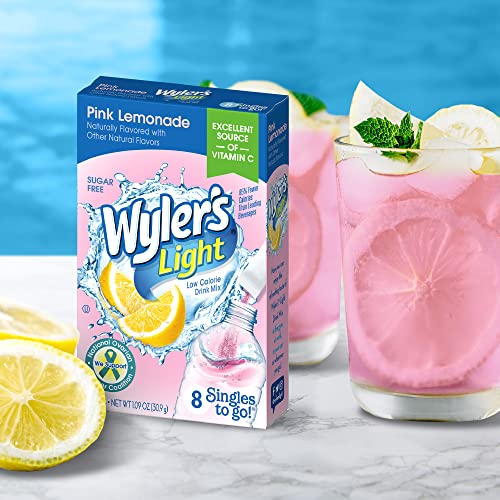 Wyler's Light Singles To Go Powder Packets, Water Drink Mix, Pink Lemonade, 96 Single Servings (Pack of 12)