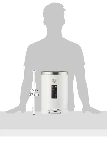 simplehuman 6 Liter / 1.6 Gallon Semi-Round Bathroom Step Trash Can, White Steel