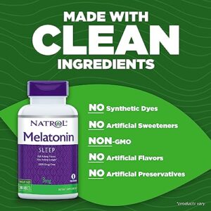 Natrol Melatonin Tablets, Helps You Fall Asleep Faster, Stay Asleep Longer, Strengthen Immune System, 100% Vegetarian, 3mg, 240 Count