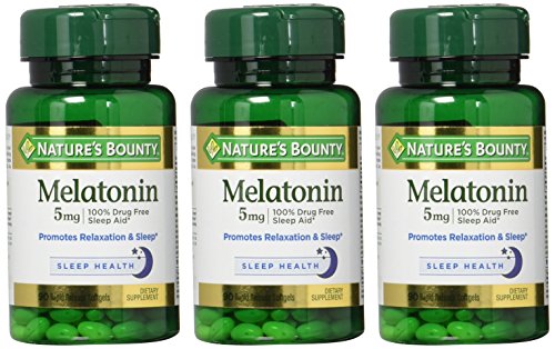 Nature's Bounty Melatonin 100% Drug Free Sleep Aid, Dietary Supplement, Promotes Relaxation and Sleep Health, 5 mg, 90 Count, Pack of 3