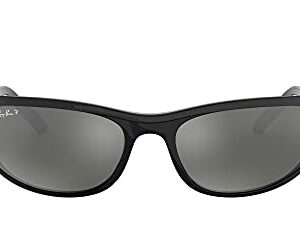 Ray-Ban Men's RB2027 Predator 2 Rectangular Sunglasses, Black/Polarized Dark Grey, 62 mm