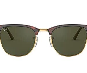 Ray-Ban RB3016 Clubmaster Square Sunglasses, Mock Tortoise On Gold/G-15 Green, 49 mm