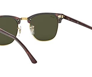 Ray-Ban RB3016 Clubmaster Square Sunglasses, Mock Tortoise On Gold/G-15 Green, 49 mm