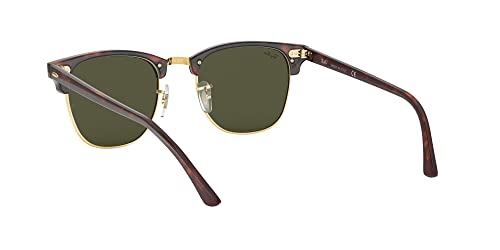 Ray-Ban RB3016 Clubmaster Square Sunglasses, Mock Tortoise On Gold/G-15 Green, 49 mm