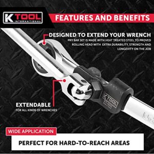 K Tool International 49403 Universal Automotive Wrench Extender Adaptor with 1/2 Inch or 21mm Hex Drive for Garages, Repair Shops, and DIY, Drop Forged Body with Heat Treatment, Extendable, Black