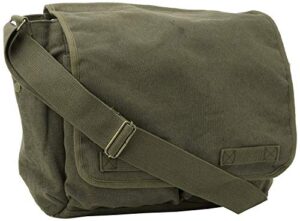 armyu olive green original heavyweight classic military messenger bag + pin