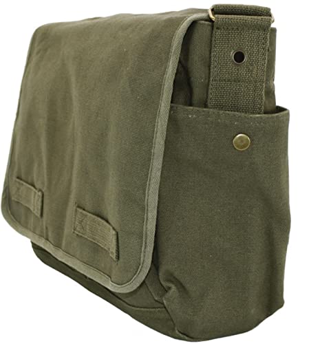 ARMYU Olive Green Original Heavyweight Classic Military Messenger Bag + Pin