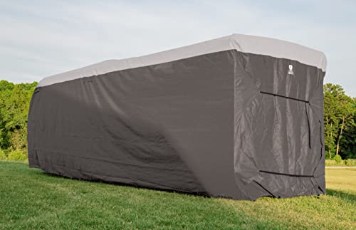 Camco ULTRAGuard 20-22-Ft Travel Trailer/Class C RV Cover | Features Zipper Entry Doors & Covered Air Vents | Crafted of Spunbond Polypropylene | Storage Bag for RV Storage and Organization (45740)