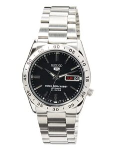 seiko men's analogue automatic watch with stainless steel bracelet – snke01k1, black/silver, bracelet