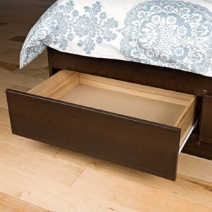 Prepac Mate's Twin XL 3-Drawer Minimalist Platform Storage Bed, Contemporary Twin XL Bed with Drawers 81.5" D x 41" W x 18.75" H, Espresso, EBX-4105-K