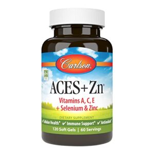 carlson - aces + zn, vitamins a, c, e + selenium & zinc, cellular health & immune support, antioxidant, 120 softgels