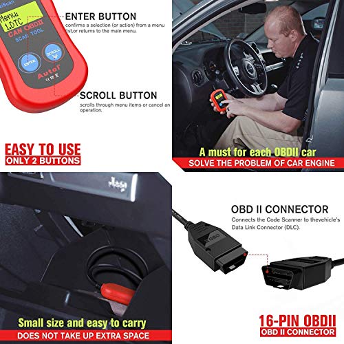 Autel MS300 OBD2 Scanner Code Reader, Turn Off Check Engine Light, Read & Erase Fault Codes, Check Emission Monitor Status CAN Diagnostic Scan Tool