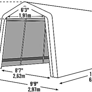 ShelterLogic 10' x 20' x 8' Peak Style Roof Instant Garage Carport Car Canopy with Steel Frame and Waterproof UV-Treated Cover, Sandstone