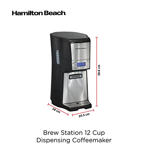 Hamilton Beach One Press Programmable Dispensing Drip Coffee Maker with 12 Cup Internal Brew Pot, Removable Water Reservoir, Black & Stainless Steel (48465)