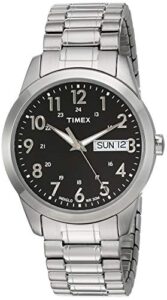 timex men's t2m932 south street sport black/silver-tone stainless steel expansion band watch