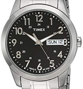 Timex Men's T2M932 South Street Sport Black/Silver-Tone Stainless Steel Expansion Band Watch