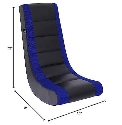 THE CREW FURNITURE Classic Video Rocker Gaming Chair, Kids and Teens, Black/Blue