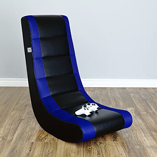 THE CREW FURNITURE Classic Video Rocker Gaming Chair, Kids and Teens, Black/Blue