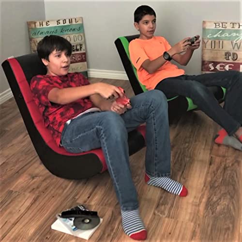 THE CREW FURNITURE Classic Video Rocker Gaming Chair, Kids and Teens, Black/Blue