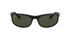 ray-ban unisex rectangular sunglasses black frame green lens