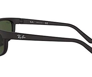 Ray-Ban Unisex Rectangular Sunglasses Black Frame Green Lens