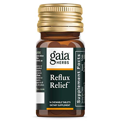 Gaia Herbs Reflux Relief - With Marshmallow Root, Chamomile, Aloe, Licorice, and High Mallow - Helps with Occasional Heartburn and Relieve Indigestion - 14 Chewable Tablets (14-Day Supply)