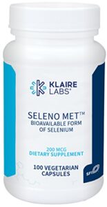 klaire labs seleno met - 200mcg selenium as hypoallergenic selenomethionine, bioavailable antioxidant support with no yeast, dairy & gluten-free (100 capsules)