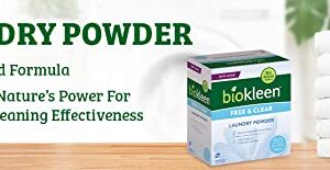 Biokleen Free & Clear Natural Laundry Detergent - 150 Loads - Powder, Concentrated, Eco-Friendly, Plant-Based, No Artificial Fragrance or Preservatives, Free & Clear