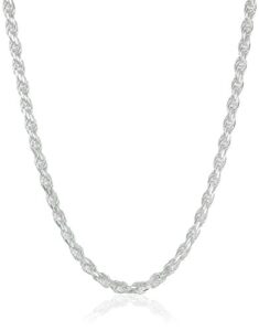 amazon essentials sterling silver diamond cut rope chain necklace, 18"
