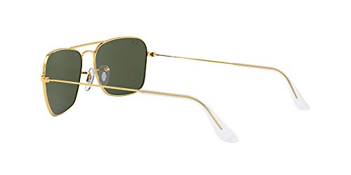 Ray-Ban RB3136 Caravan Square Sunglasses, Gold/G-15 Green, 58 mm