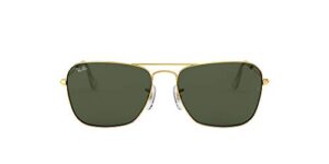 ray-ban rb3136 caravan square sunglasses, gold/g-15 green, 58 mm