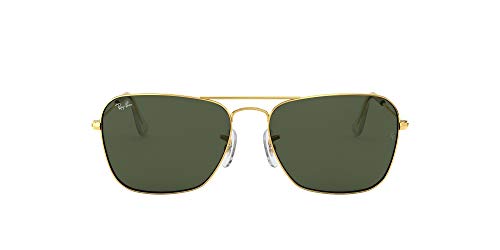 Ray-Ban RB3136 Caravan Square Sunglasses, Gold/G-15 Green, 58 mm