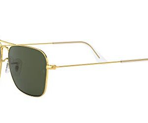 Ray-Ban RB3136 Caravan Square Sunglasses, Gold/G-15 Green, 58 mm