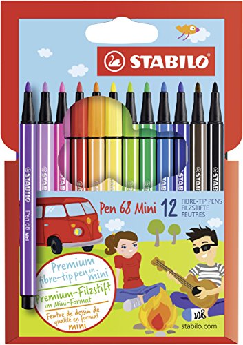 Stabilo 68 Mini Fineliner Pens , Set of 12 , Multicolored