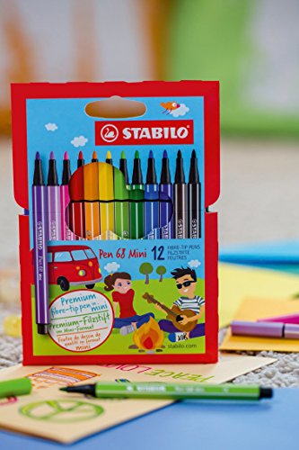 Stabilo 68 Mini Fineliner Pens , Set of 12 , Multicolored