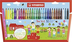 stabilo fiber-tip pen with triangular grip zone trio a-z - pack of 30 - assorted colors including 5 neon colors