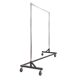 commercial garment rack (z rack) - rolling clothes rack, z rack with kd construction with durable square tubing, commercial grade clothing rack, heavy duty chrome commercial garment rack