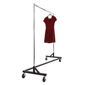 Commercial Garment Rack (Z Rack) - Rolling Clothes Rack, Z Rack With KD Construction With Durable Square Tubing, Commercial Grade Clothing Rack, Heavy Duty Chrome Commercial Garment Rack