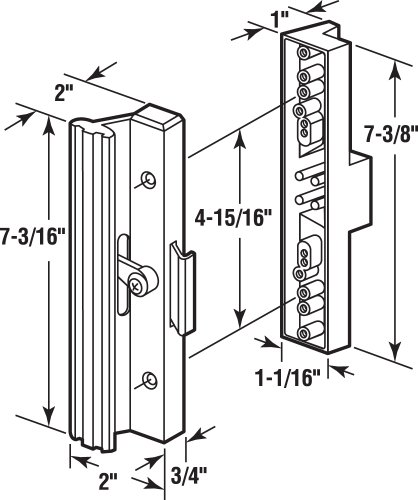 Prime-Line C 1116 Diecast Sliding Door Handle Set, White (Single Pack)