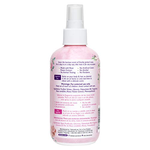 De La Cruz Rose Water Body Mist - Rosewater Spray for Face, Skin and Hair 8 fl oz (1 Bottles)