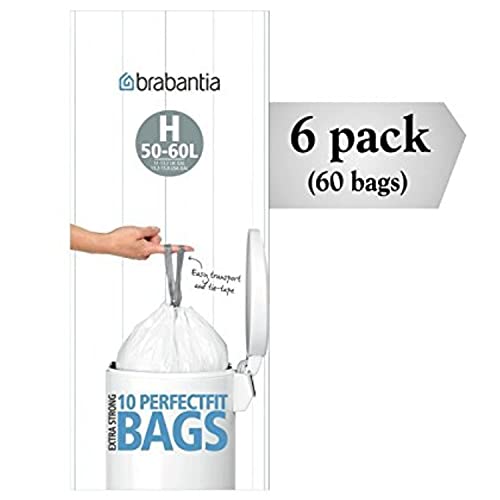 Brabantia 246784 Type H Roll of 10 Bin Liners, Fits Bins of 50-60 Liter (Pack of 6 Rolls)