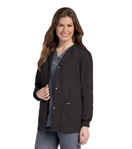 landau essentials relaxed fit 4-pocket snap-front scrub jacket for women 7525
