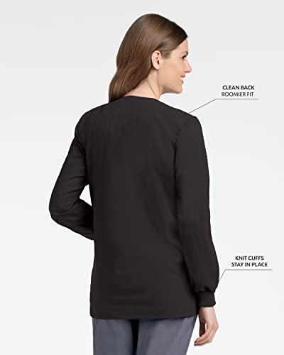 Landau Essentials Relaxed Fit 4-Pocket Snap-Front Scrub Jacket for Women 7525