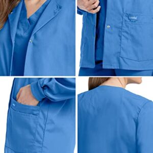 Landau Essentials Relaxed Fit 4-Pocket Snap-Front Scrub Jacket for Women 7525