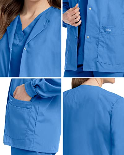 Landau Essentials Relaxed Fit 4-Pocket Snap-Front Scrub Jacket for Women 7525