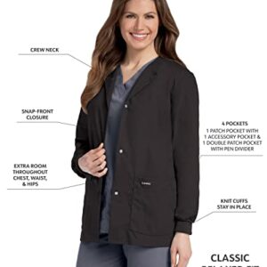 Landau Essentials Relaxed Fit 4-Pocket Snap-Front Scrub Jacket for Women 7525