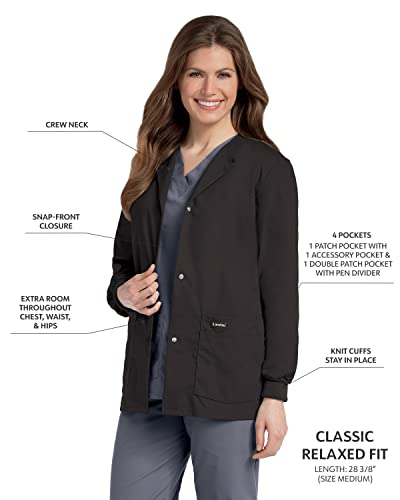 Landau Essentials Relaxed Fit 4-Pocket Snap-Front Scrub Jacket for Women 7525