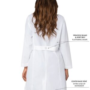 Landau Relaxed Fit 3-Pocket 4-Button Full-Length Lab Coat for Women 3155, White, 6