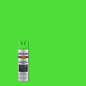 Rust-Oleum 207464 Professional Inverted Marking Spray Paint, 15 oz, Fluorescent Green