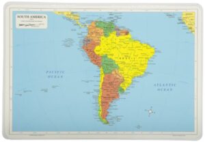 painless learning south america map placemat, 12 x 17 1/2 inches